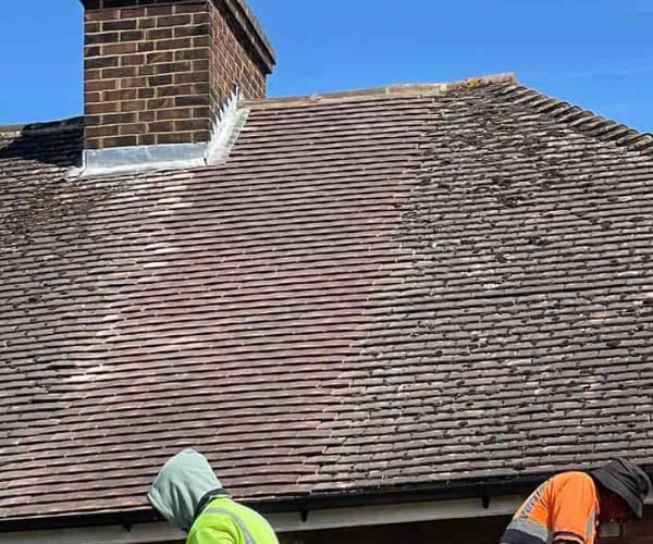 This is a photo of a roof which has just been repaired. Works carried out by BMT Roofing Wollaston